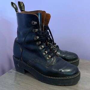 Dr. Martens Black Leather Boots with Heel